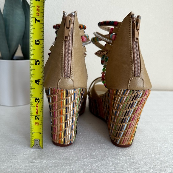 New Getmorebeauty Rainbow Beaded Braided wedge Sandals Woman’s EU36 US5 - Picture 10 of 12